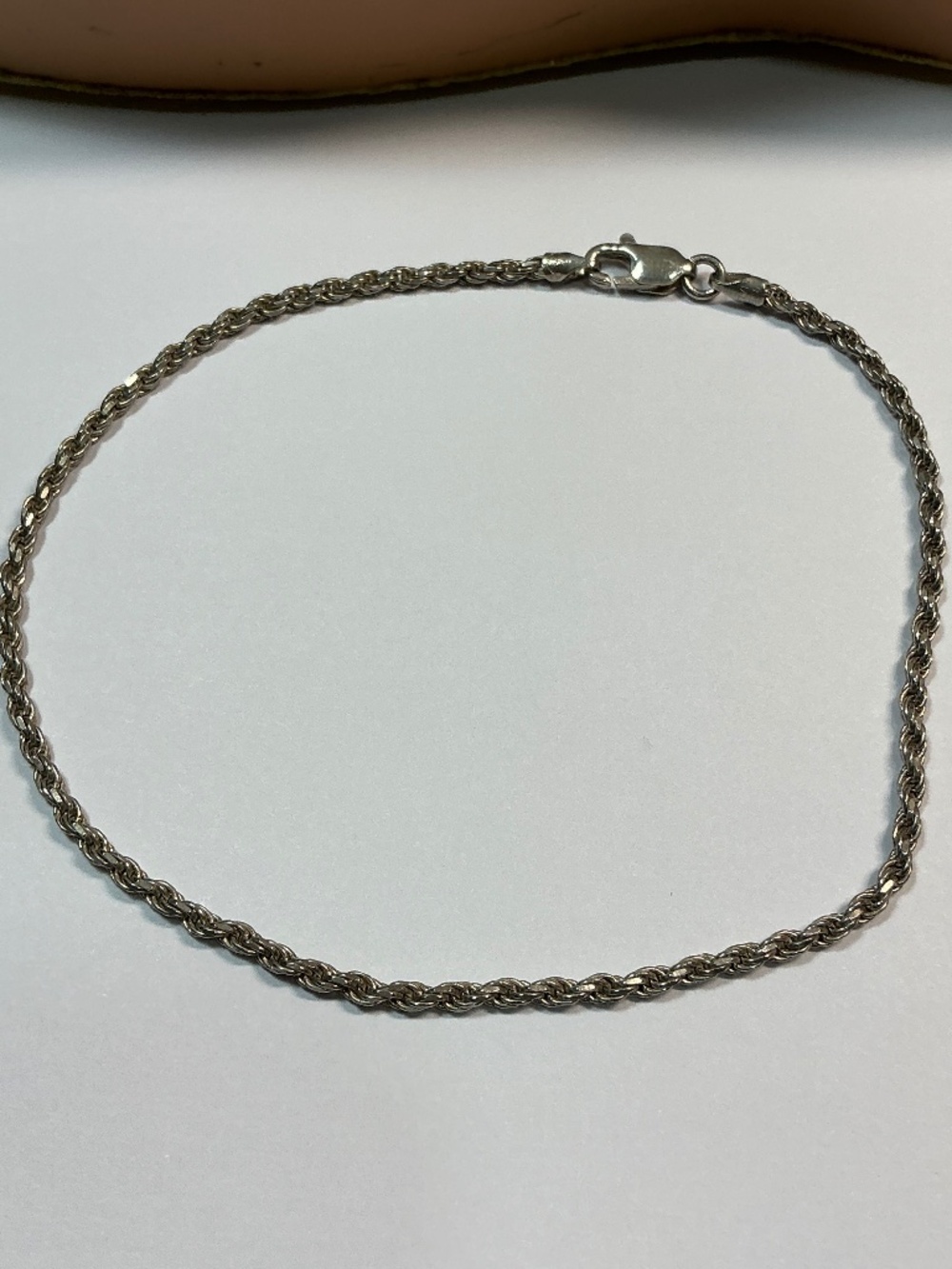 Sterling Silver Rope Style Anklet / Bracelet. 10 inches long